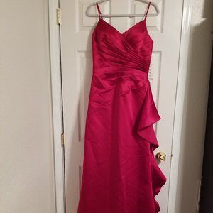 Red Satin Bill Levkoff Formal Gown